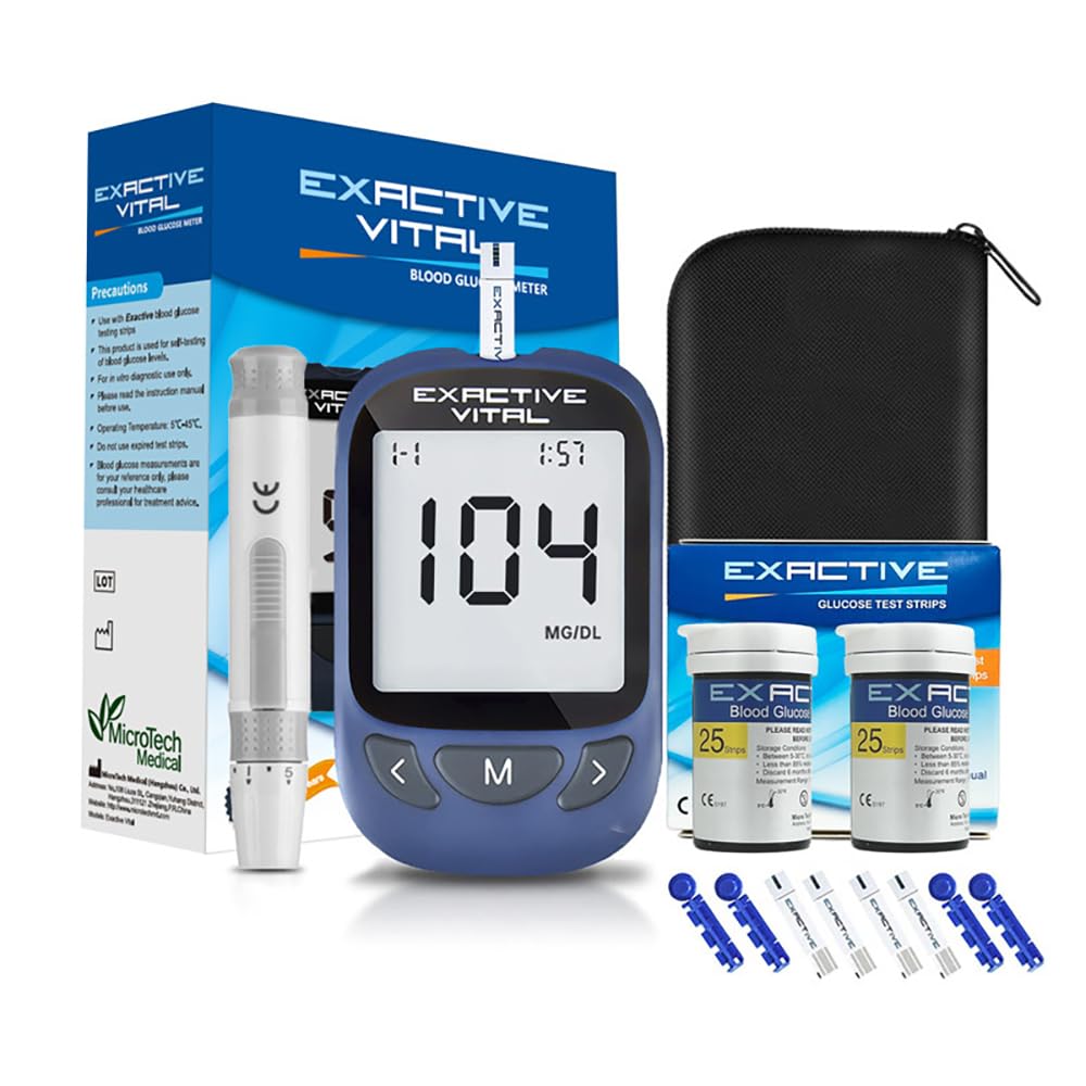 Lvozize Blood Glucose Meter (mg/dl), 50 x Blood Glucose Test Strips and 500 Memories, 50 Test Strips + 50 Lancets, Rapid Value Generation