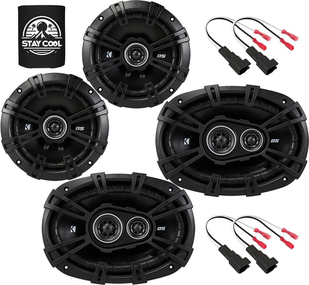 KICKER Speakers 6.5 & 6X9 inch for GMC Sierra 1500 2014-2019 Upgrade Kit - 4 Pack of DS Series with Harness, Car Audio Front and Rear Door Speaker for All Cab DSC650, 43DSC6504 & DSC6930, 43DSC69304