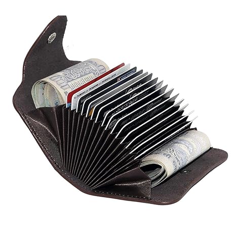 Stealodeal Dark Brown 15 Slots Leather Credit/Debit Card Holder Wallet for Men & Women (Set of 1 Dark Brown)