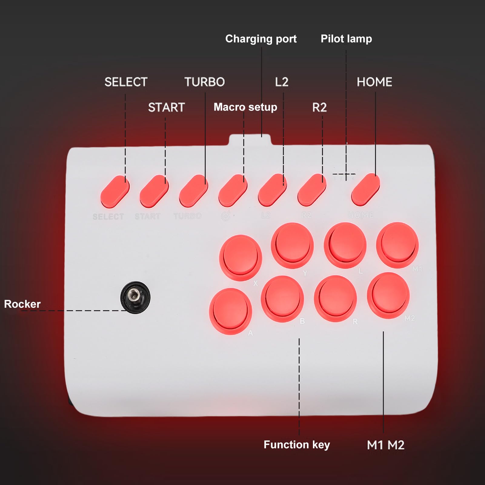 Fight Stick, Controlador Inalámbrico de Juegos de Lucha Bluetooth con Programación Turbo Macro, Joystick de Lucha Ergonómico para iOS, para Android, para para para