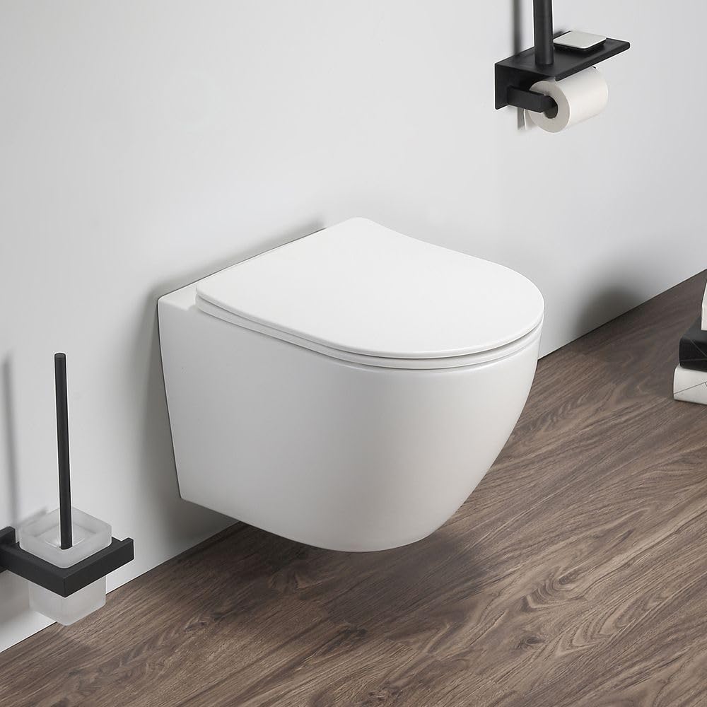 Milano Chalk Elements Curved Wall Hung Toilet Wc Pan Soft Close Seat