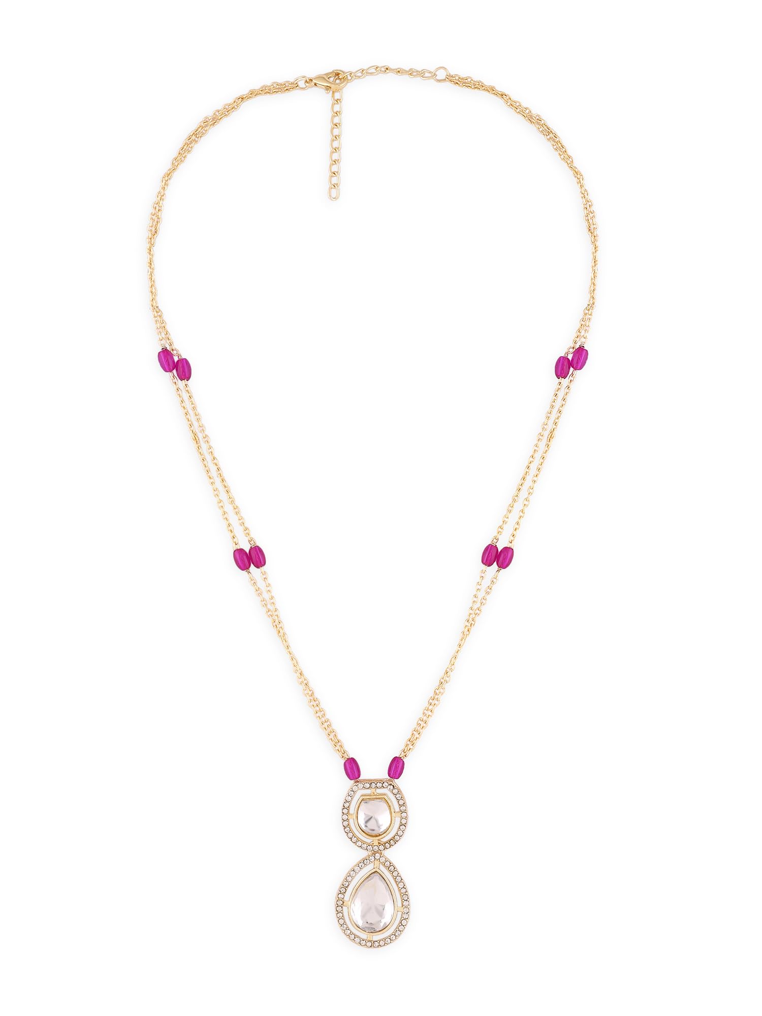 ZAVERI PEARLS Rani pink Beads Austrian Diamonds & Stones Embellished Necklace For Women-ZPFK16738 (B0CL2G4926) Amazon Price History, Amazon Price Tracker