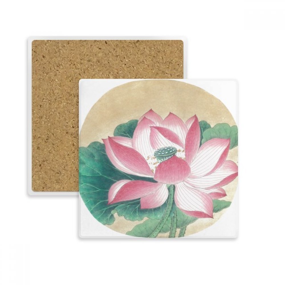 Coaster carré peinture chinoise lotus pierre absorbante boisson