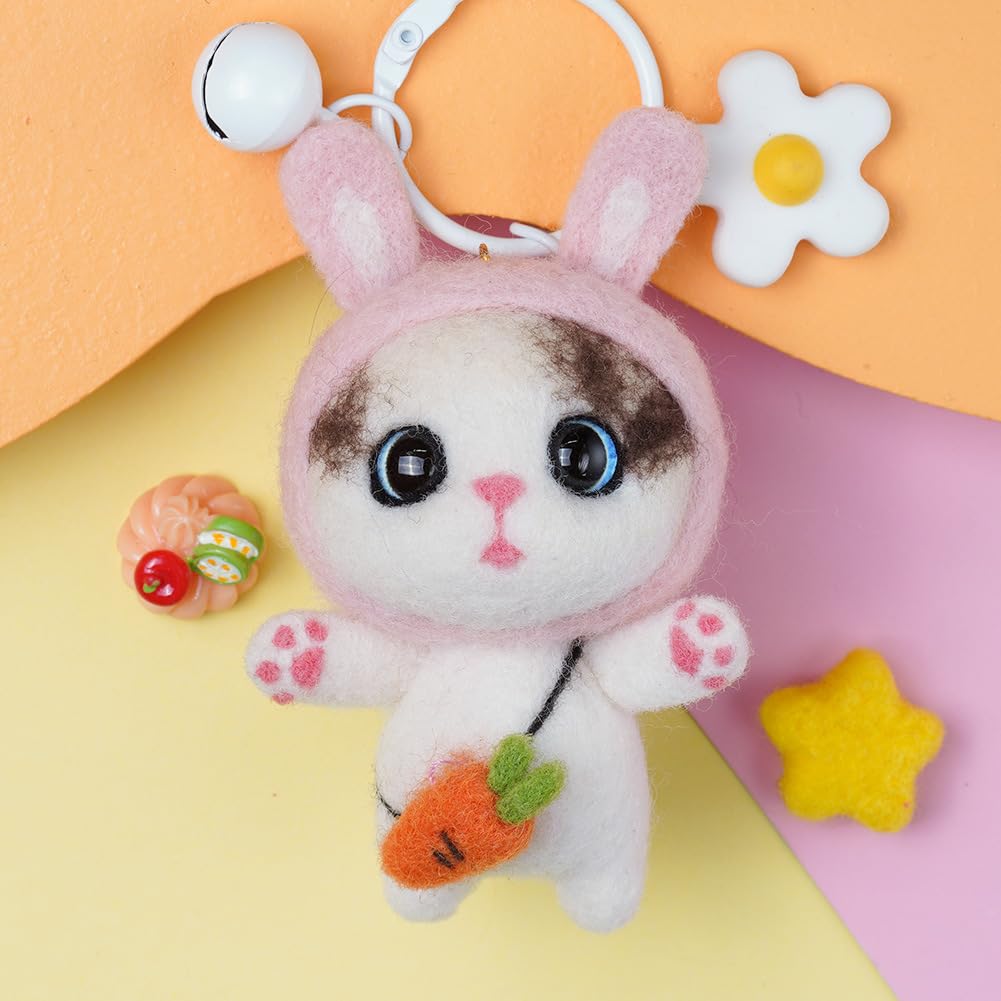 AURAFUL Animal Needle Felting Kit, Wool Needle Felting Beginner Kits with Instructions and Needle Felting Basic Tools, 1 Set DIY Starter Kit