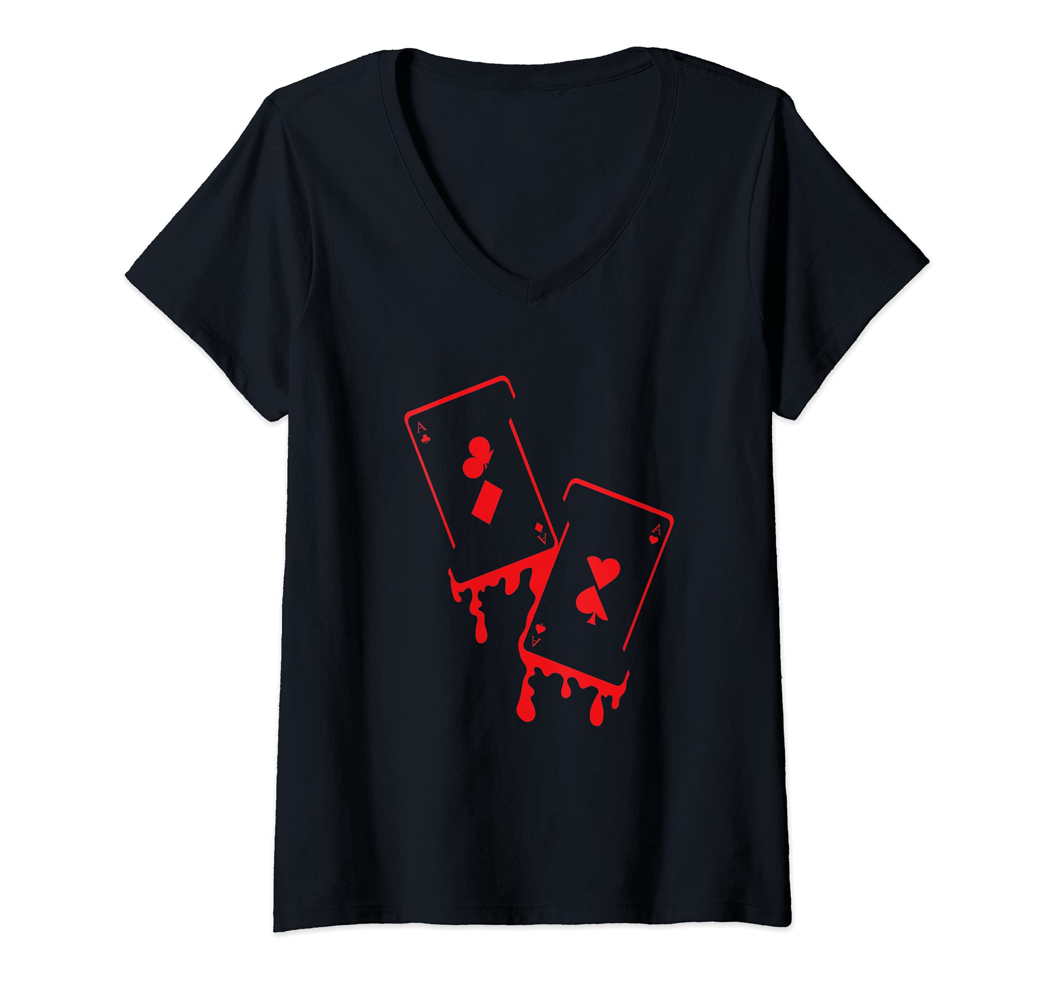 Womens Melting Cards I Poker Player I Poker Cards I Poker V-Neck T-Shirt