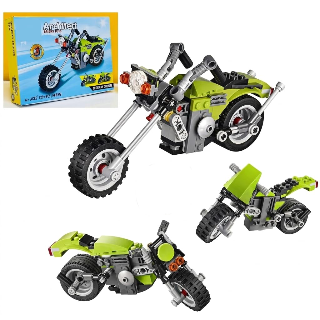 Motorcycle Building Blocks Kit for Kids 6+, 129 PCS STEM Construction Toy, DIY Chopper Bike Model Building Set, Educational Bricks, Creative Learning Toy Gift for Boys Girls-image-33