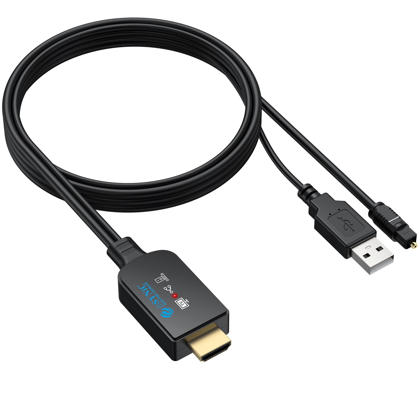 eSynic Cable eARC ARC a Óptico 1.5m HDMI ARC a TOSLINK Audio Extractor Adaptador HDMI ARC a Optical Compatible con TV Soundbar Home Cinema Auriculares Convertidor Audio Digital Plug and Play