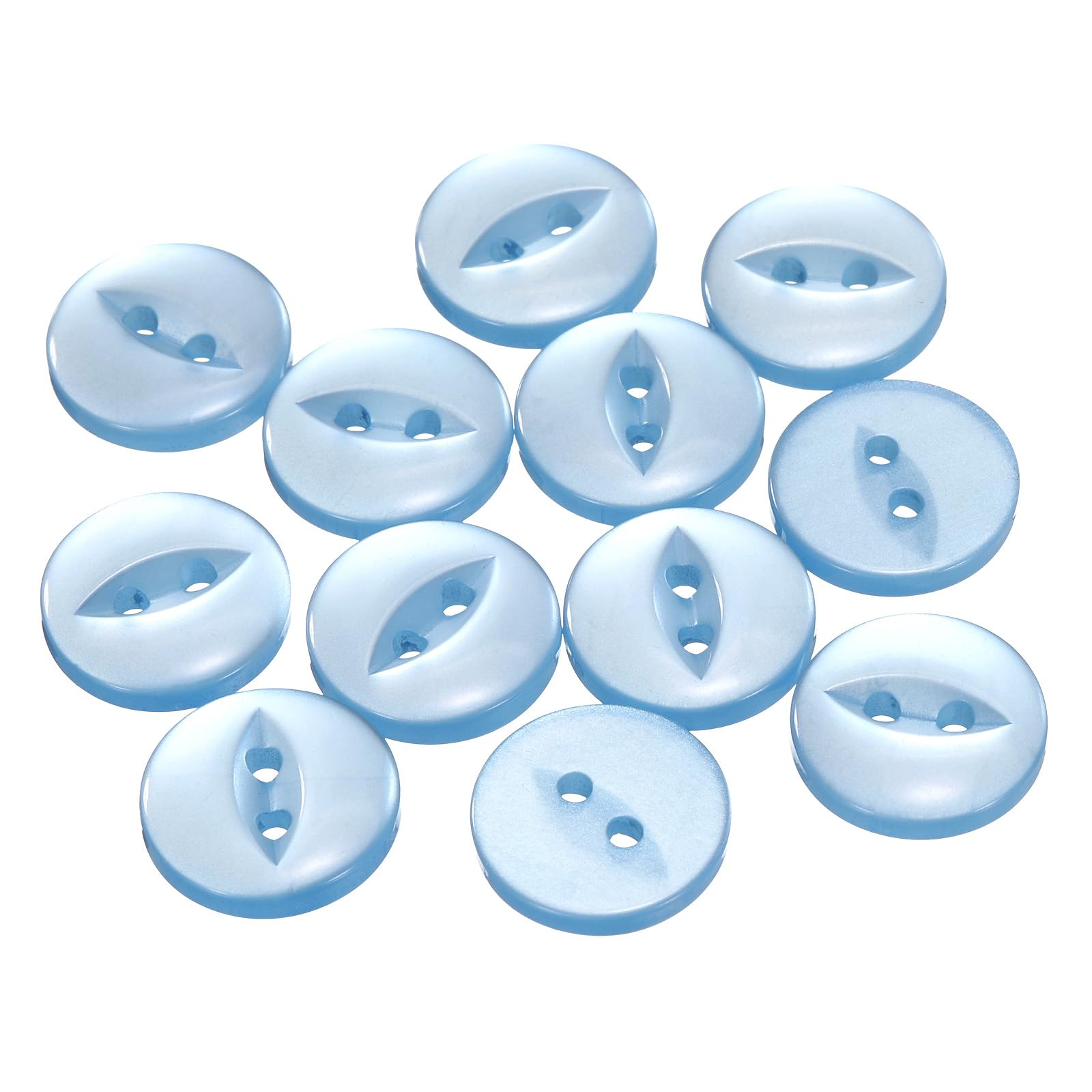 HARFINGTON 12 botones de costura redondos de 24 L, color azul cielo, 15 mm, resina de 2 agujeros, botón de repuesto para manualidades, decoración, pantalones, vestidos, faldas, ropa, botones de cierre