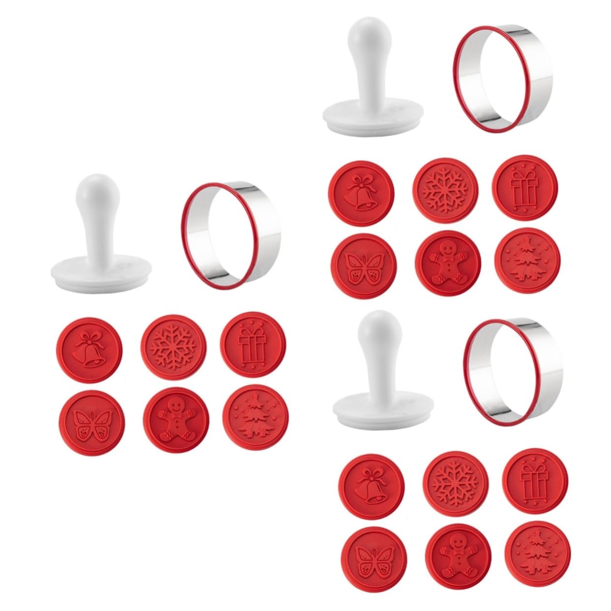 Cabilock 3 Set timbro biscotto Cutter di biscotti tagliacarte fondente biscotti natale biscotti natalizi timbro per biscotti resistente all'usura timbro per biscotti in silicone pp rosso