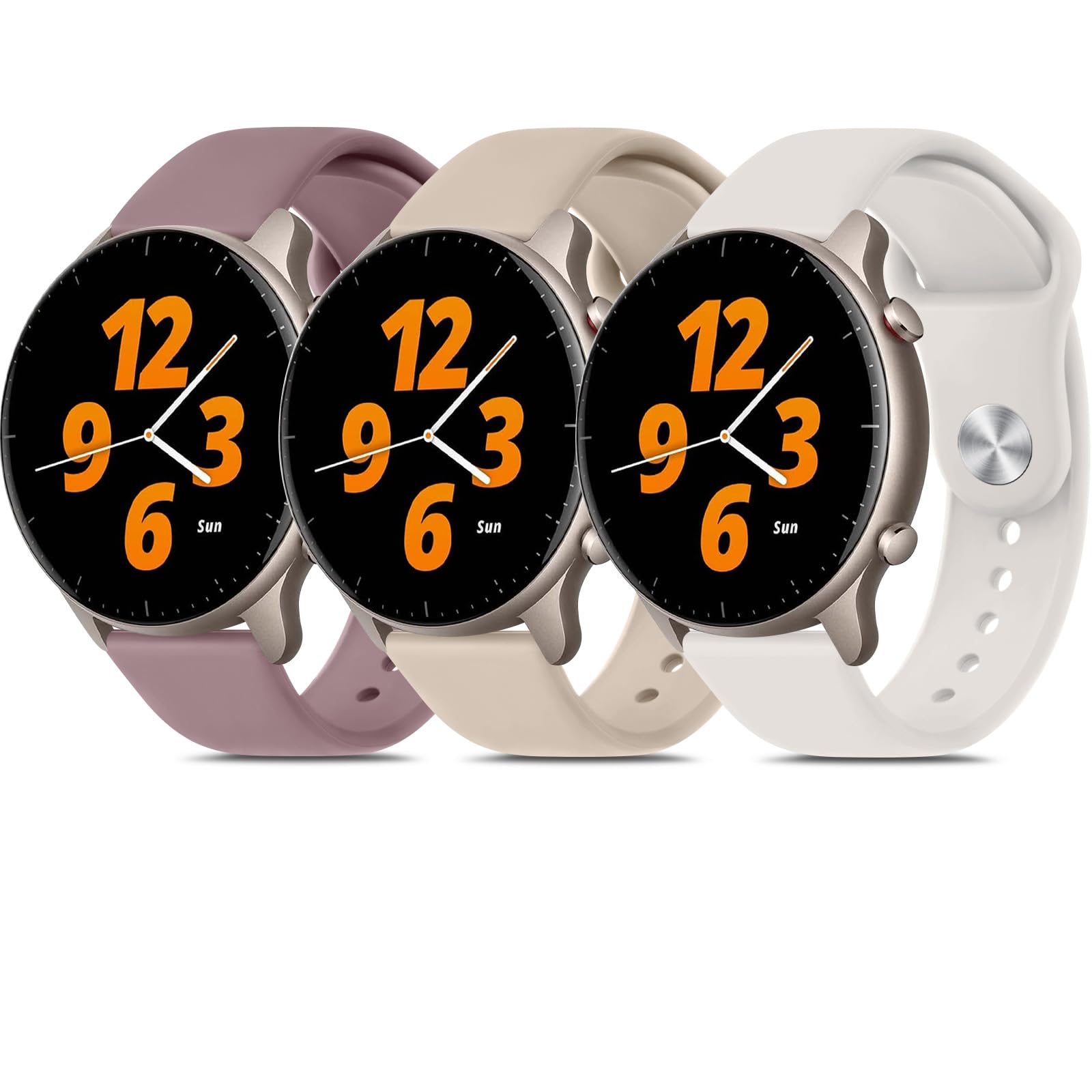 Wanme 3 Piezas Correa 22mm para Amazfit GTR 2 / GTR 3 Pro/GTR 3 / GTR 4 / GTR 2e / Amazfit GTR 47mm para Mujer Hombre, Correas de Reloj de Silicona Deportiva Pulseras de Repuesto para Amazfit Bip 5