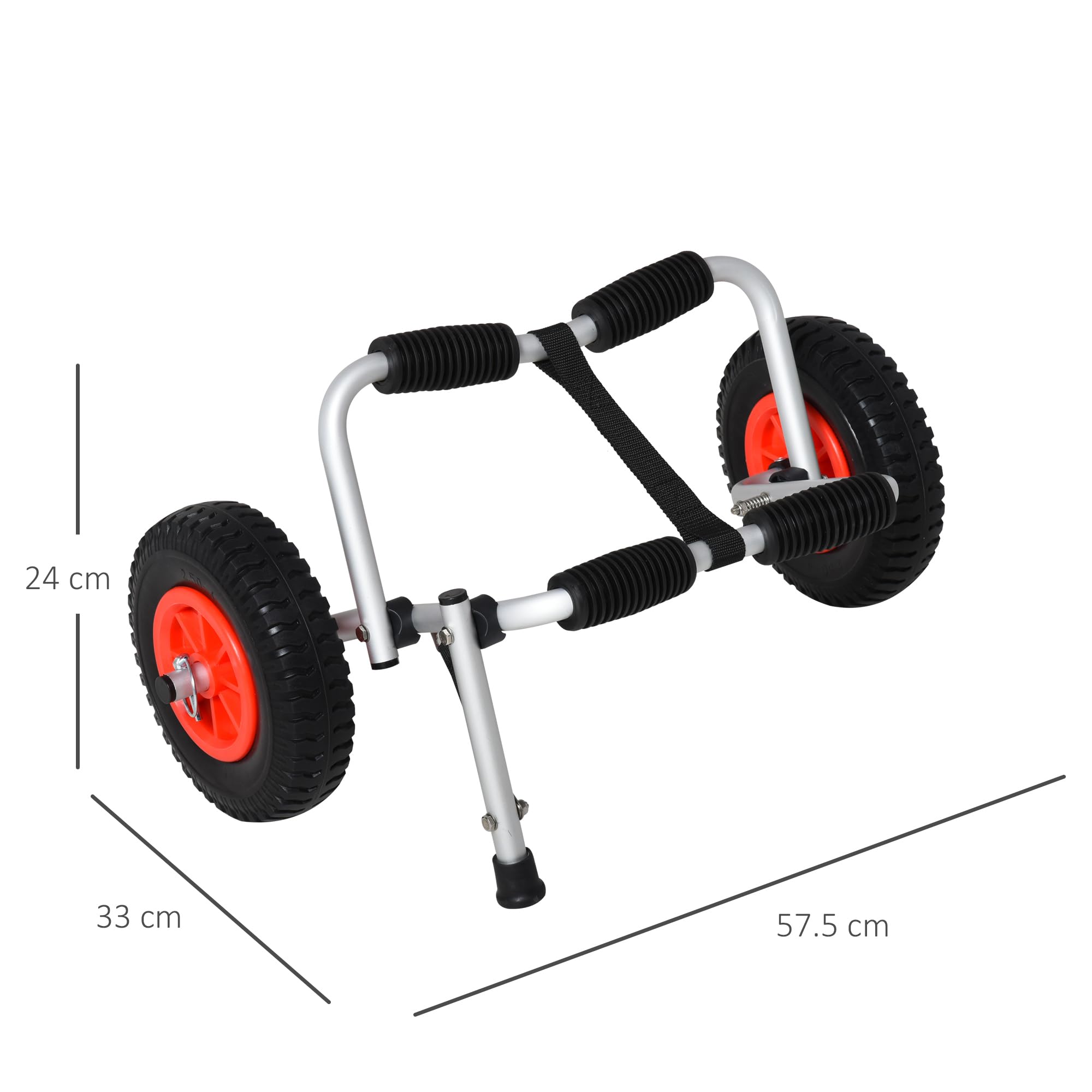 HOMCOM Carrello Porta Kayak, Trolley Carrello Porta Canoa Pieghevole in Alluminio con Imbottiture Antiscivolo
