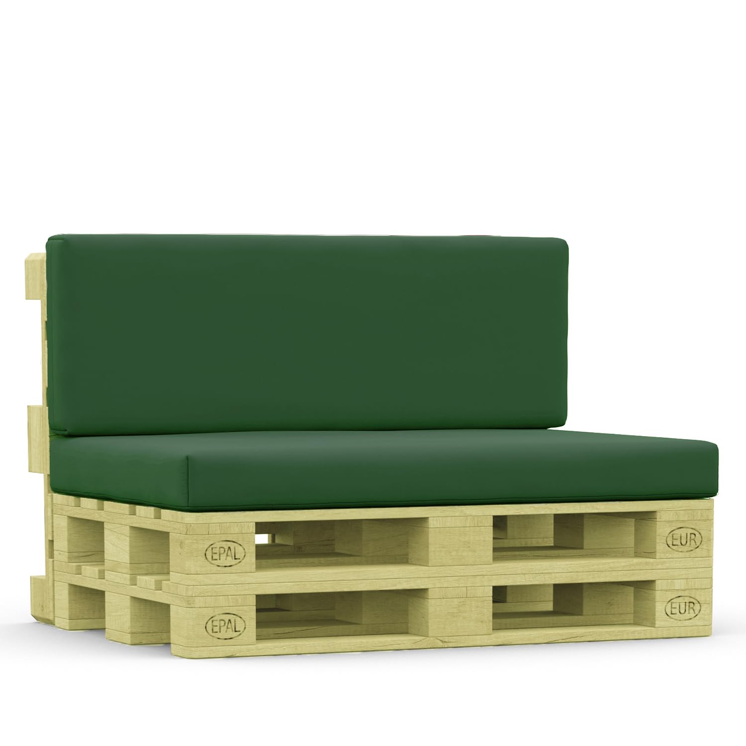 Heavy Duty Garden Euro Pallet Seat and Back Cushion – Durable, Water-Resistant Premium Outdoor Pallet Foam Pads for Seating & Backrest (Bottle Green, Complete Set (Seat Pad + Back Cushion))