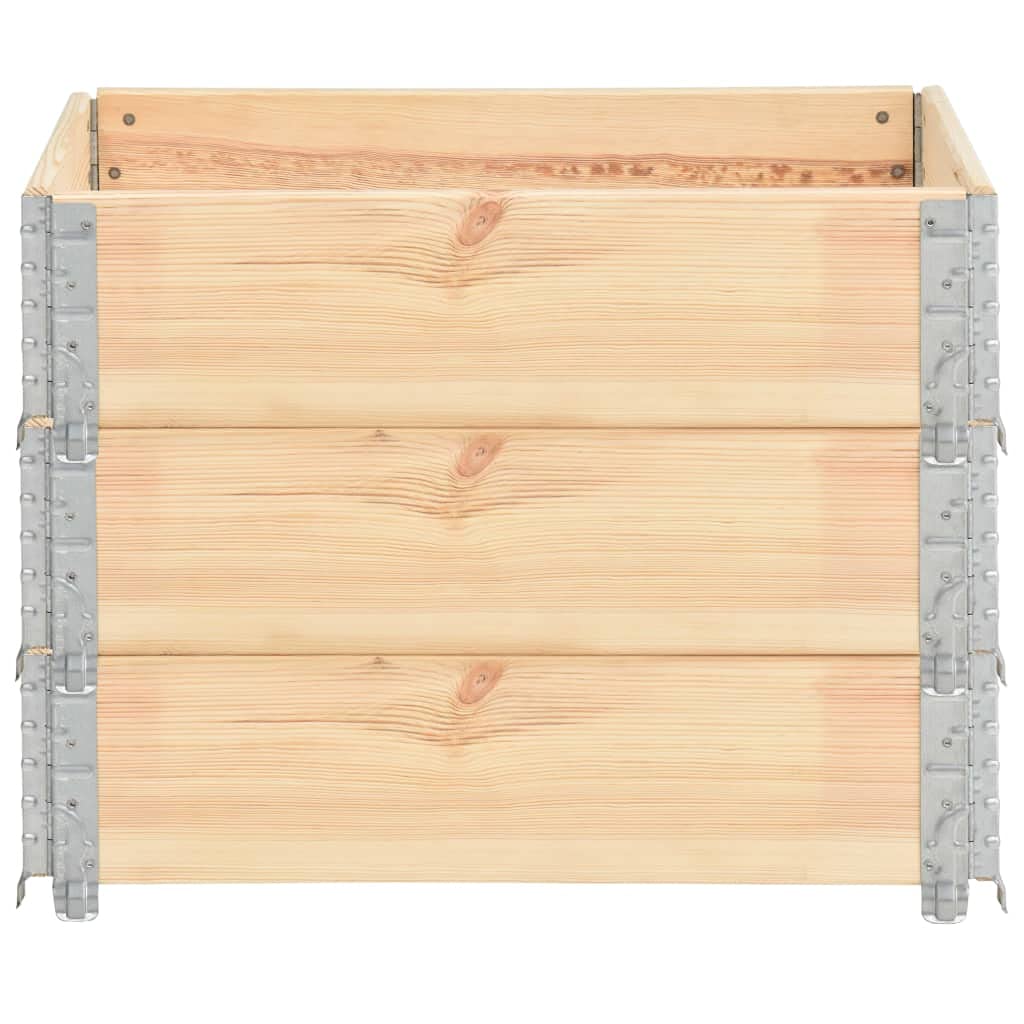 Paletten-Aufsatzrahmen aus massivem Kiefernholz 3 Stück 60x80 cm stapelbar klappbar mit verzinkten Metallecken für Lagerung Transport und Ladungssicherung in Werkstatt Fabrik Spedition