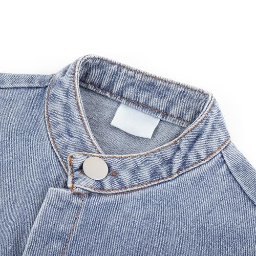 Baby Kleinkind Denim Weste Frühling Herbst Ärmellose Jacke Jungen Mädchen Stehkragen Oberteil Einfarbig Klassisch Casual Knopf Oberbekleidung, Blau 90