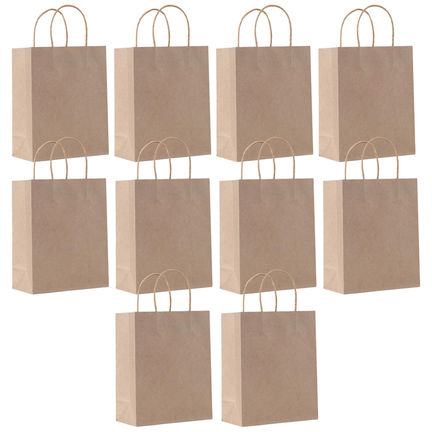 TUIOLUI Set 18 Sacchetti Regalo Di Carta Kraft Con Manici: 9 Marroni E 9 Bianchi (15x8x21cm) + 18 Adesivi 'Grazie' Per Matrimoni, Feste E Shopping - 3