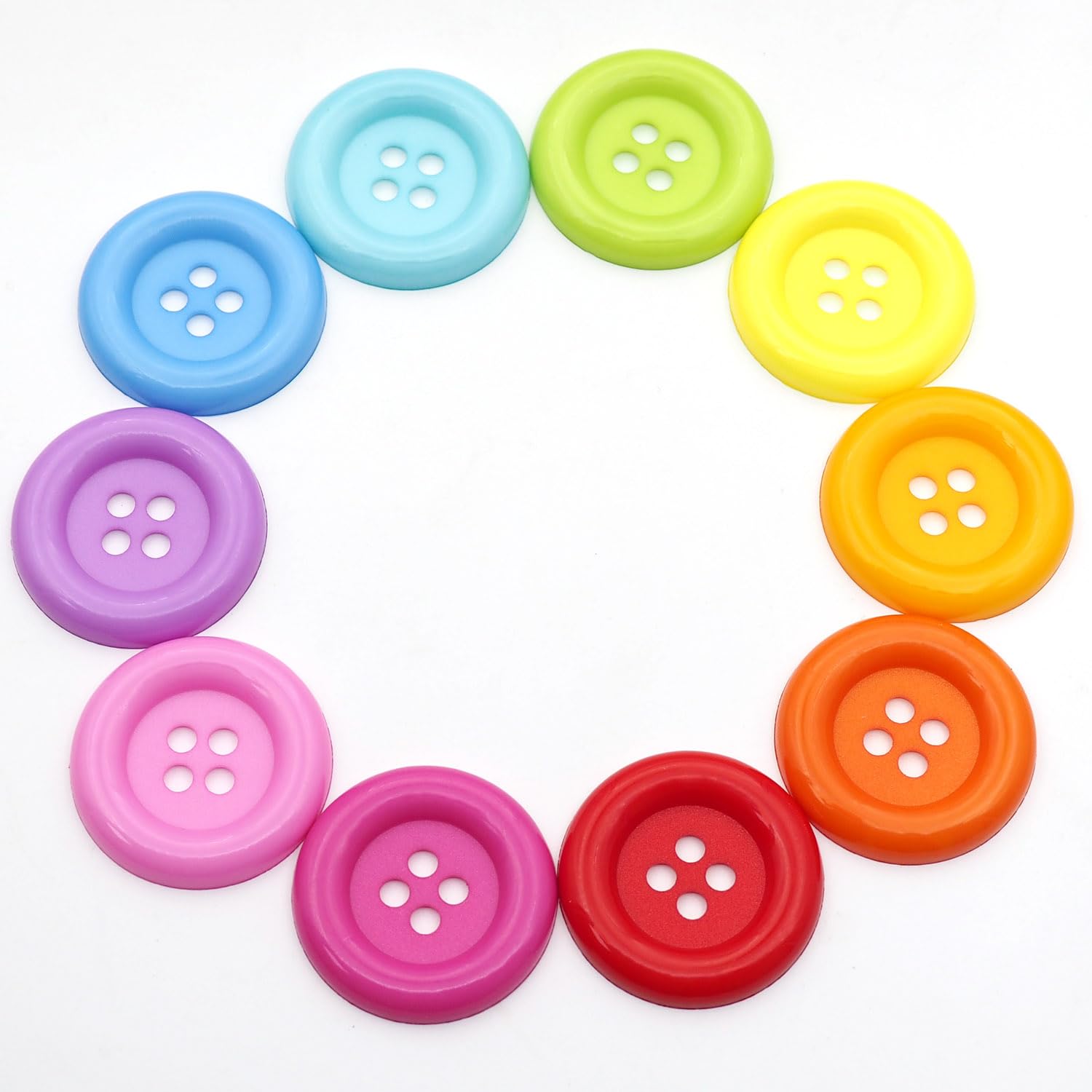 WOSHIMT 20pcs Extremely Large Plastic Resin Decorative Sewing Buttons- Diameter 48mm/2",4 Holes for Sewing, DIY Decoration -10 Colors Mixed（48mm/2"）