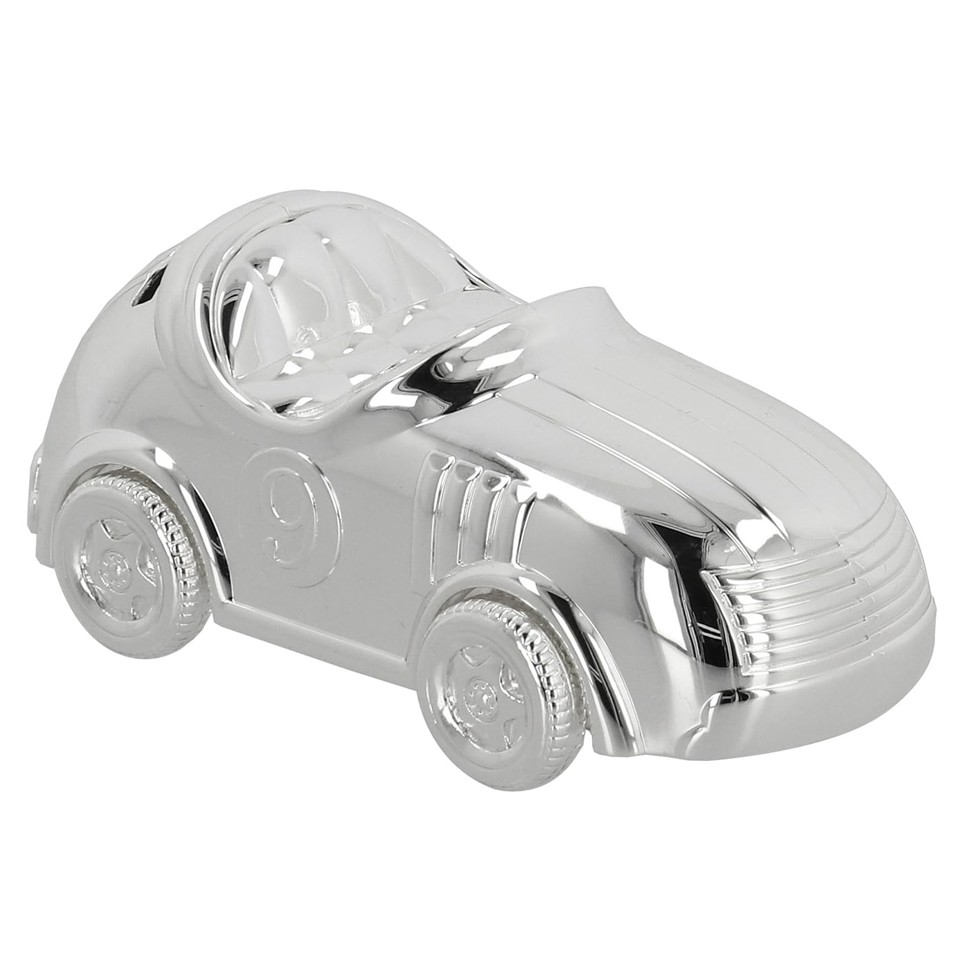 Shudehill Giftware Silver Racing Car Plated Money Box - Boxed Gift