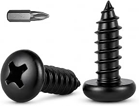 Wavana 100Pcs M4 x 12mm Black Self Tapping Screws, Pan Head Wood Screws