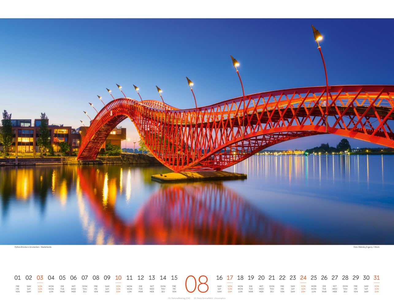 Brücken Kalender 2025, Wandkalender im Querformat (54x42 cm) - Architektur-Kalender