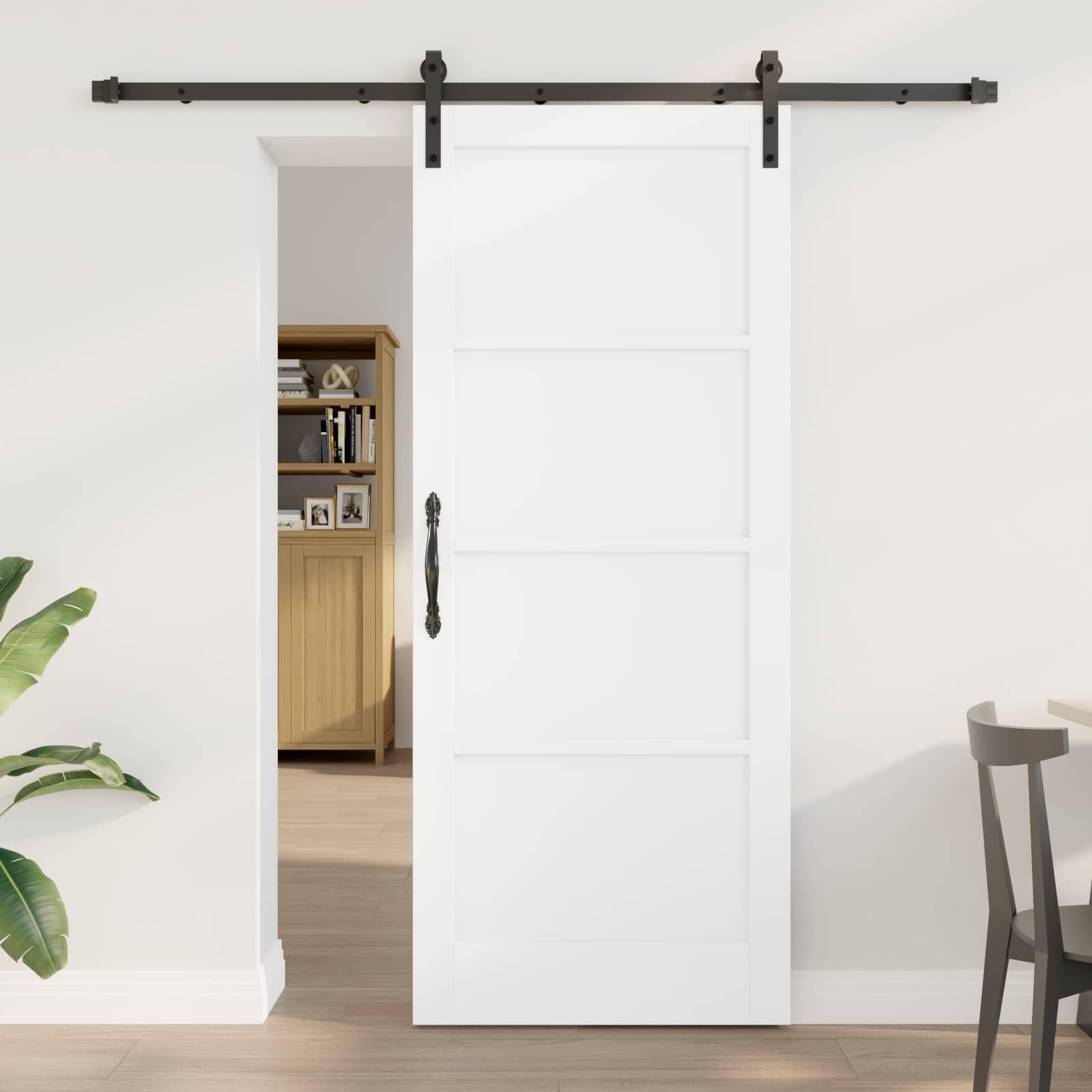 vidaXL Drzwi przesuwne 83 x 202 cm Lite drewno sosnowe biały i czarny