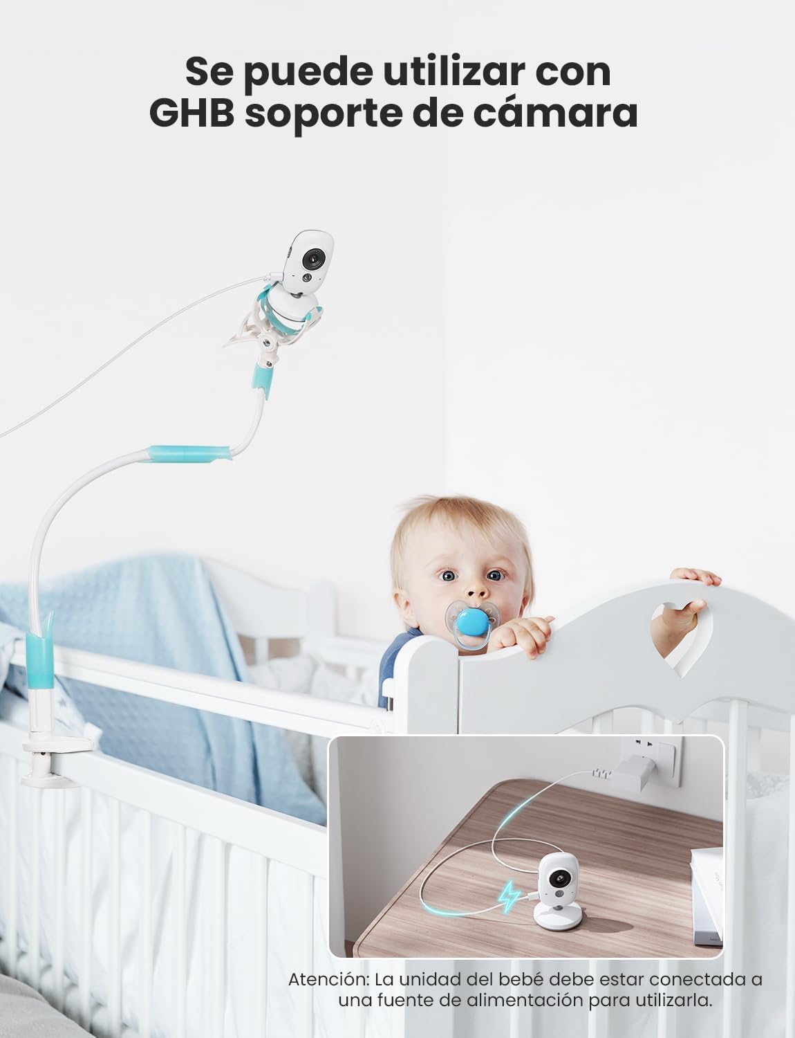GHB Camara Vigilancia Bebe Vigilabebes con Camara con Pantalla 3.2" HD Vigilabebes VOX, Visión Nocturna, Despertador, Comunicación Bidirecciona Escucha Bebes