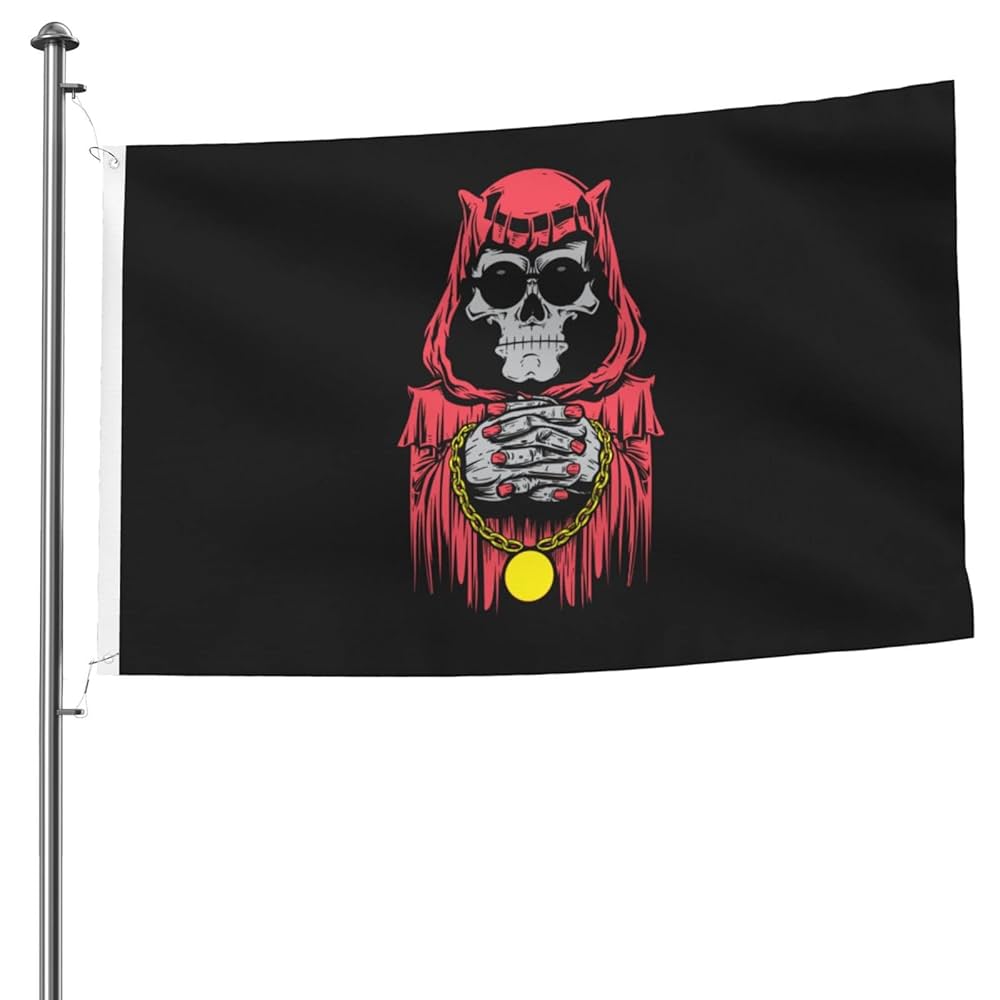 Skeleton Death Flag 5x8 Ft Heavy Duty Durable Double-Sided
