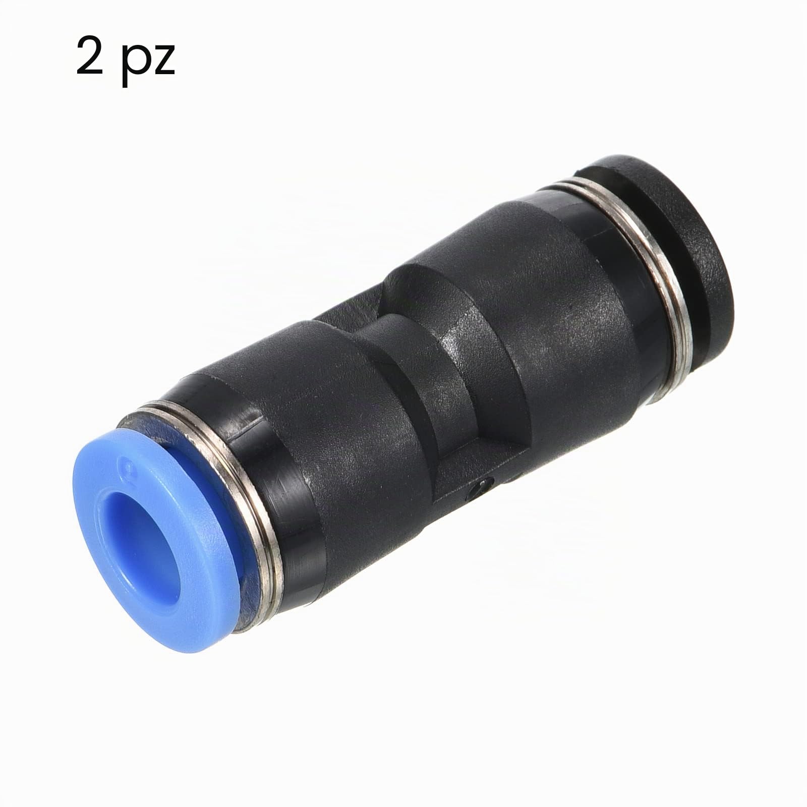 PATIKIL 1/4" a 6mm Riduzione Connessione a Pressione Aria Tubo Raccordo, 2pz Dritto Unione Riduttore Pneumatico Rapida Connessione Raccordi, Nero & Blu
