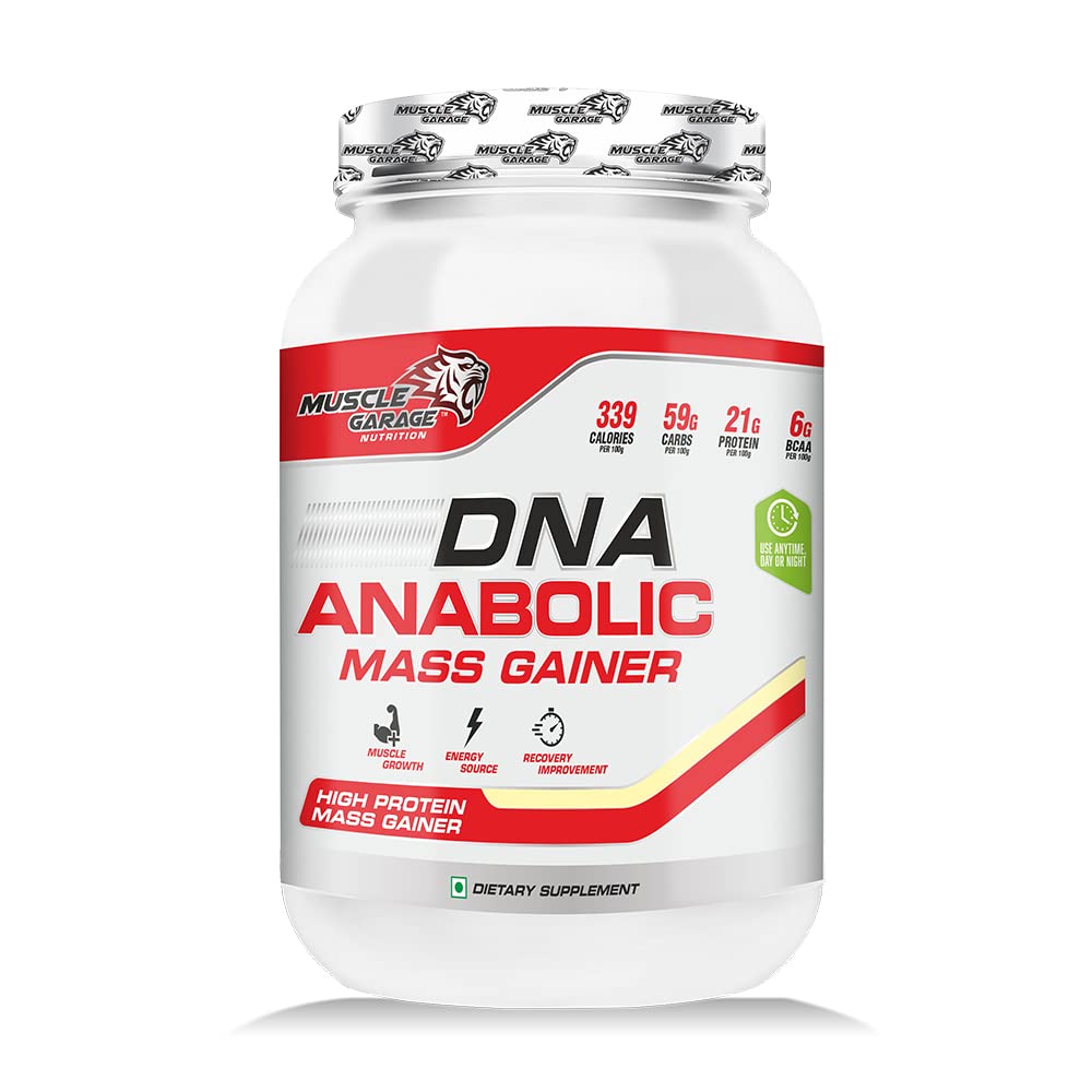 Muscle Garage DNA Anabolic High Protein Powder Mass Weight Gainer (Choco Caramel, 0.9Kg)