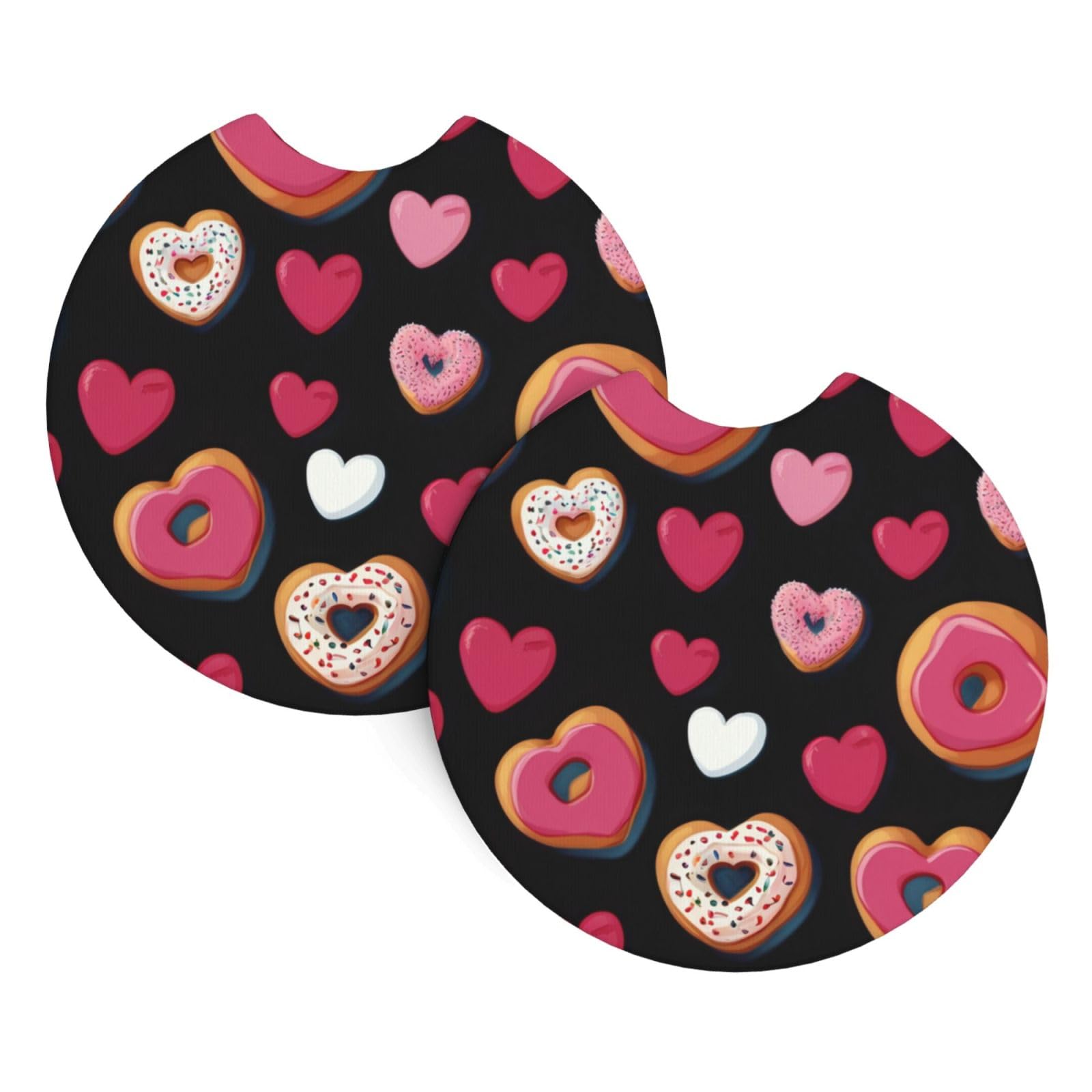Chocolate Donut Printing Car Coasters 2 Pack - Durable Waterproof, Odorless, Easy to- Interior Car Accessories for Women and Menon