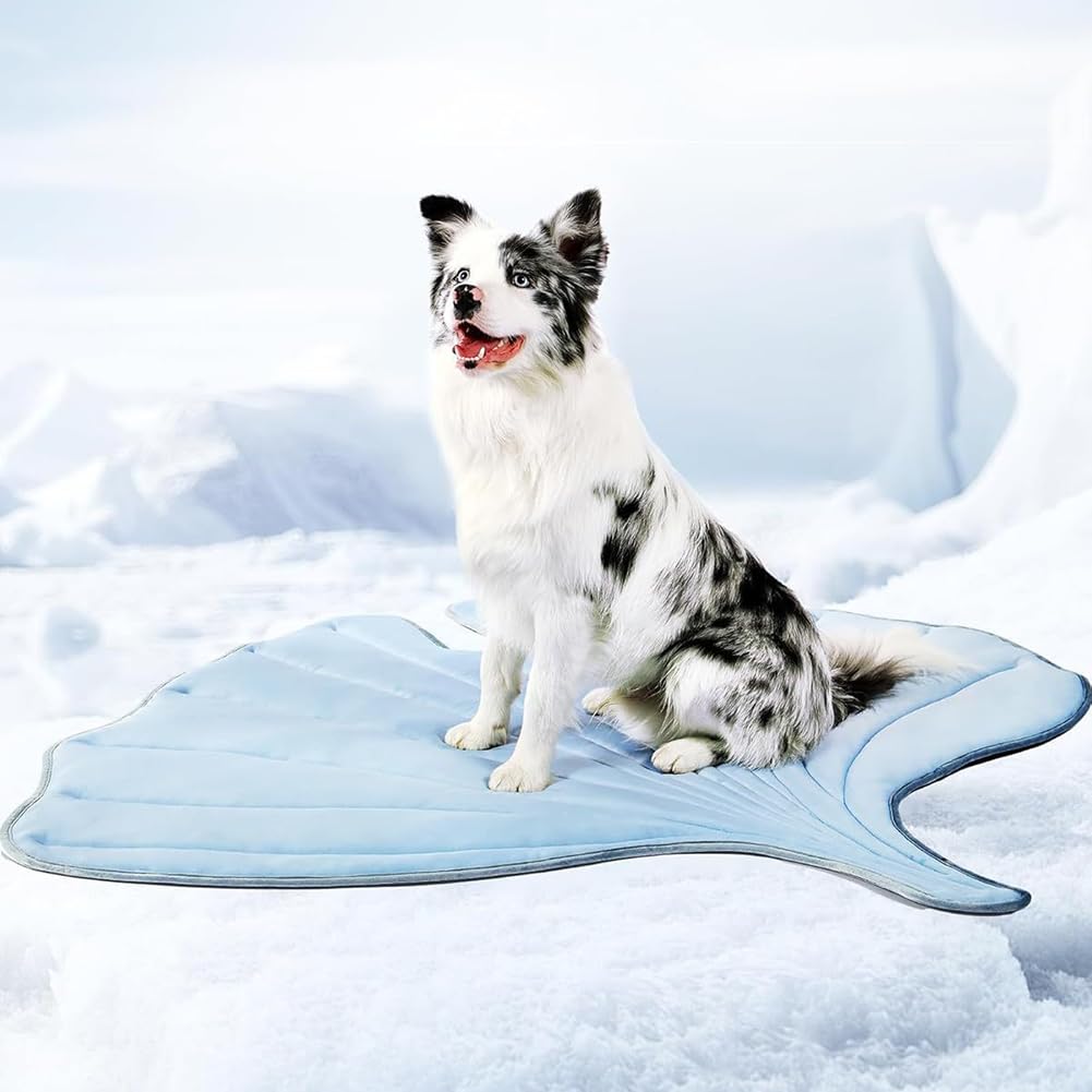 Alfombrilla de refrigeración duradera para perros y gatos, grande y lavable, cama para mascotas en forma de hoja, ideal para perros y gatos en verano caluroso, L