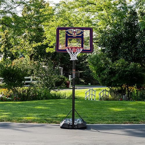 Image of Lifetime NBA New Orleans Pelicans Portable Basketball Hoop, Adjustable Height 7.5-10 Ft, 44 Inch Shatterproof Fusion Backboard, Base with Wheels