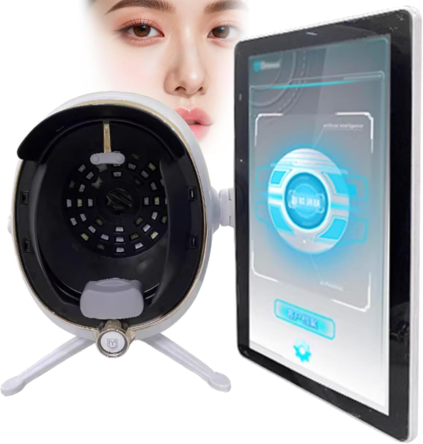Professional HD Skin Analysis Machine with AI Facial Scanner for Salons & Spas, 8-Spectral Imaging for Acne, Pigmentation & Wrinkle Detection, Multi-Language Support, 21.5" Display