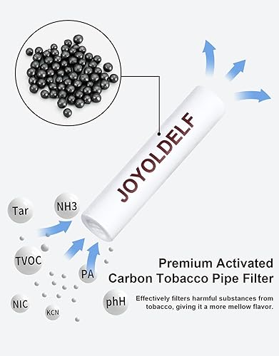 Miniatura 2 de Joyoldelf Filtros de tubo de 0.354 in - Filtros de carbono de 120 unidades para pipa de tabaco con experiencia de fumar superior prémium