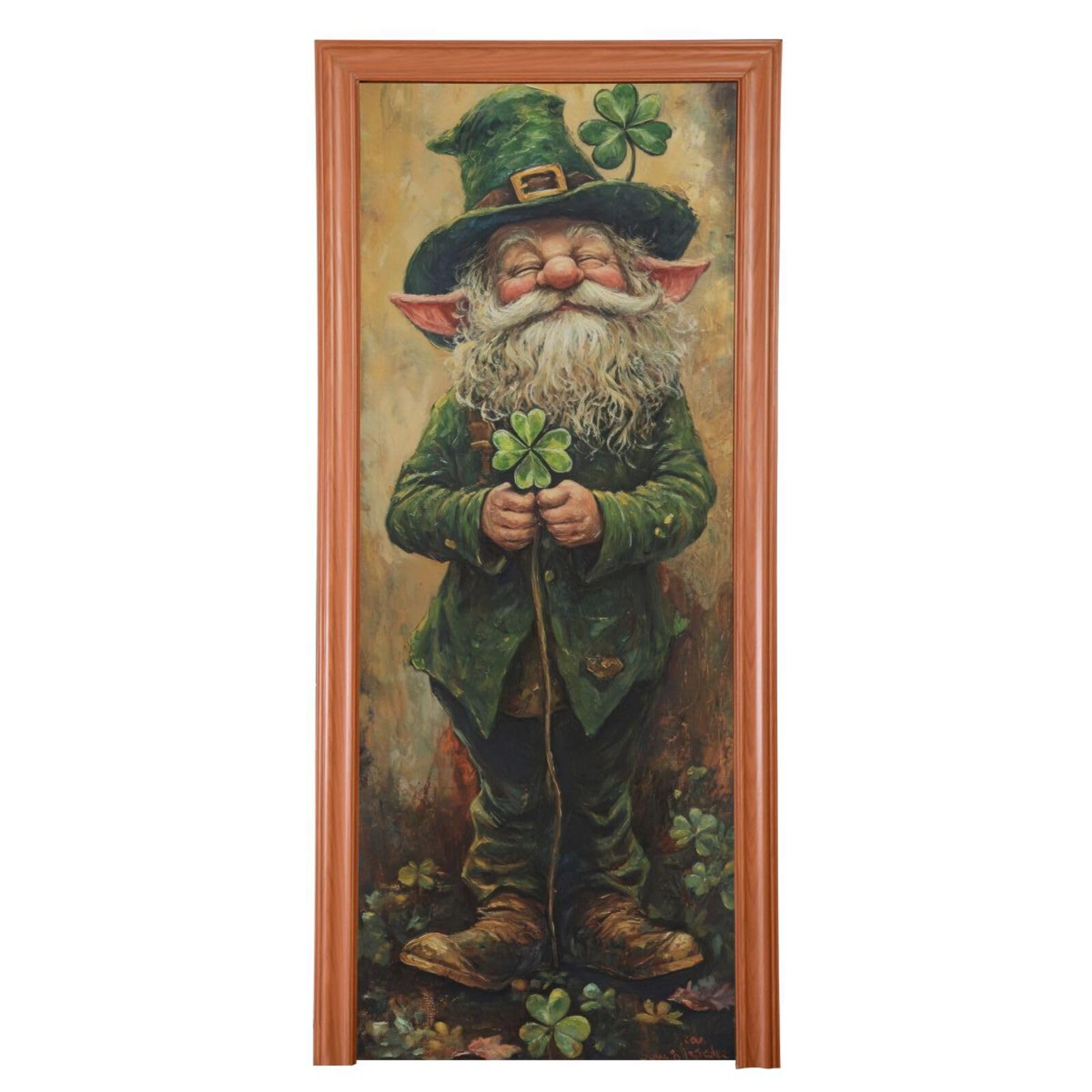 FLildon Fairy Tale Gnome St Patrick's Day Door Cover Decoration, Party Accessory Porch Decor for Festive Ornament Room Door Covers 32 x 79 Inch
