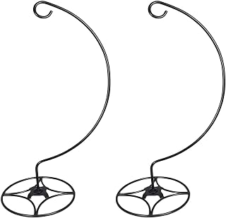 Ashman 46-Inch Shepherd Hook Stand 2-Pack - Heavy-Duty Black Powder-Coated for Flower Baskets, Bird Feeders, Lanterns Indoor/Outdoor