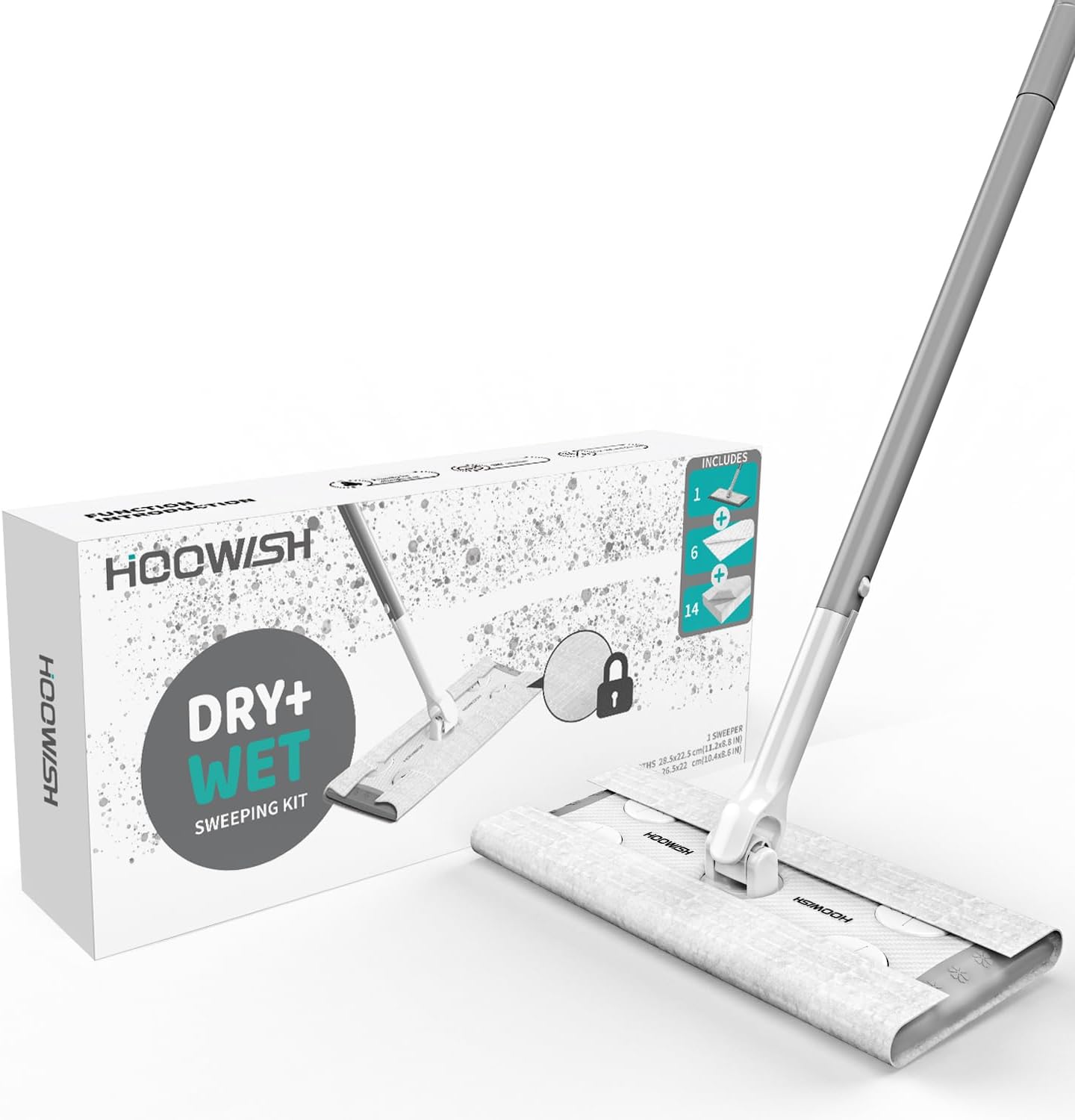 Sweeper 2-in-1 Mops Kit: Cleaning Starter and Sweeper Dry+Wet Multi Surface Floor Mopping All Purpose Floor Cleaner for Hardwood Walls Vinyl Includes 1 Mop and 20 Refills