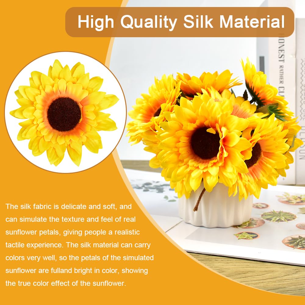 Tournesol Artificiel En Pot - 30 Cm, Tissu Réaliste, Décoration Maison, Bureau, Mariage, Sans Entretien