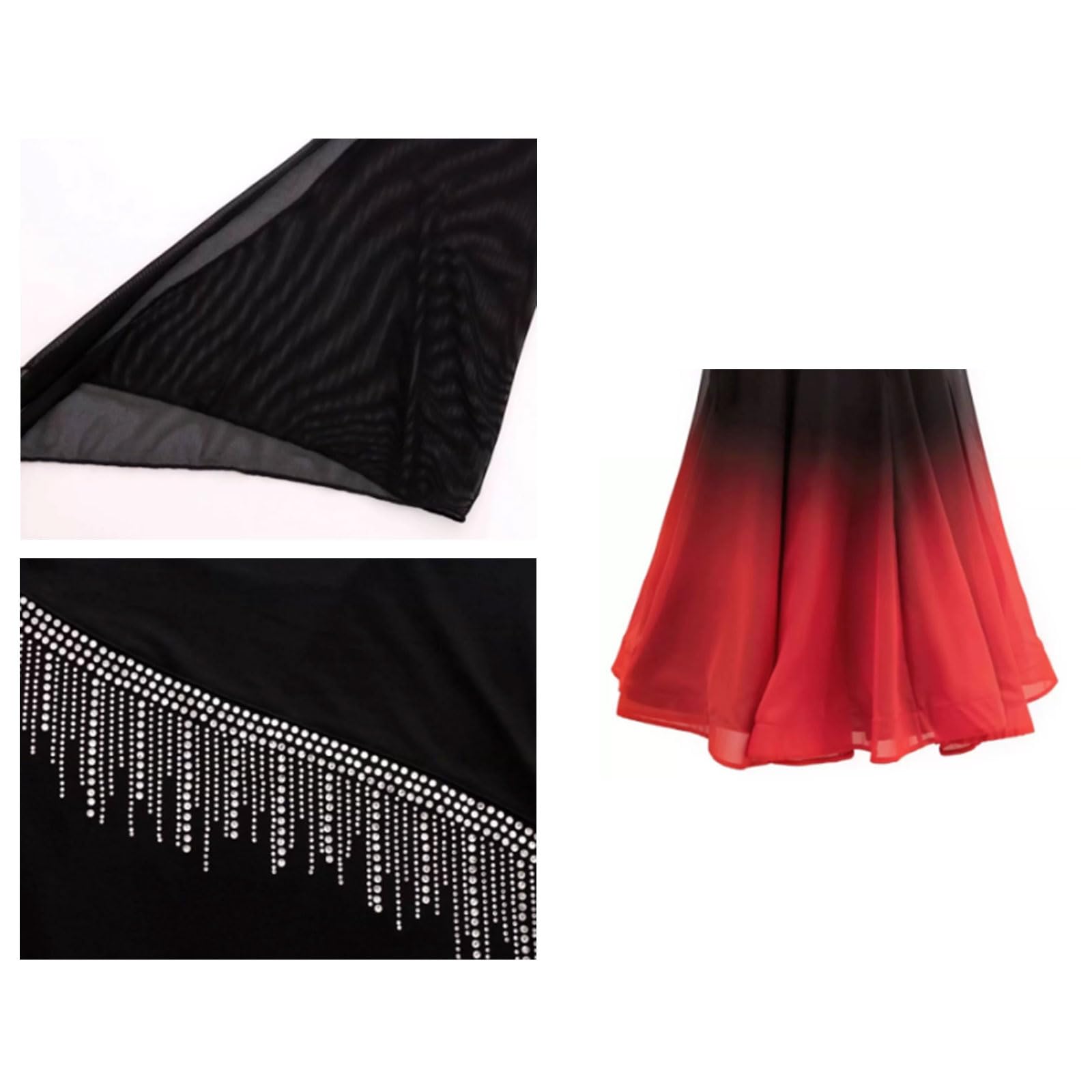 Abito Sala da Ballo per Donne Gonna Valzer Flamenco Costume Salsa Foxtrot