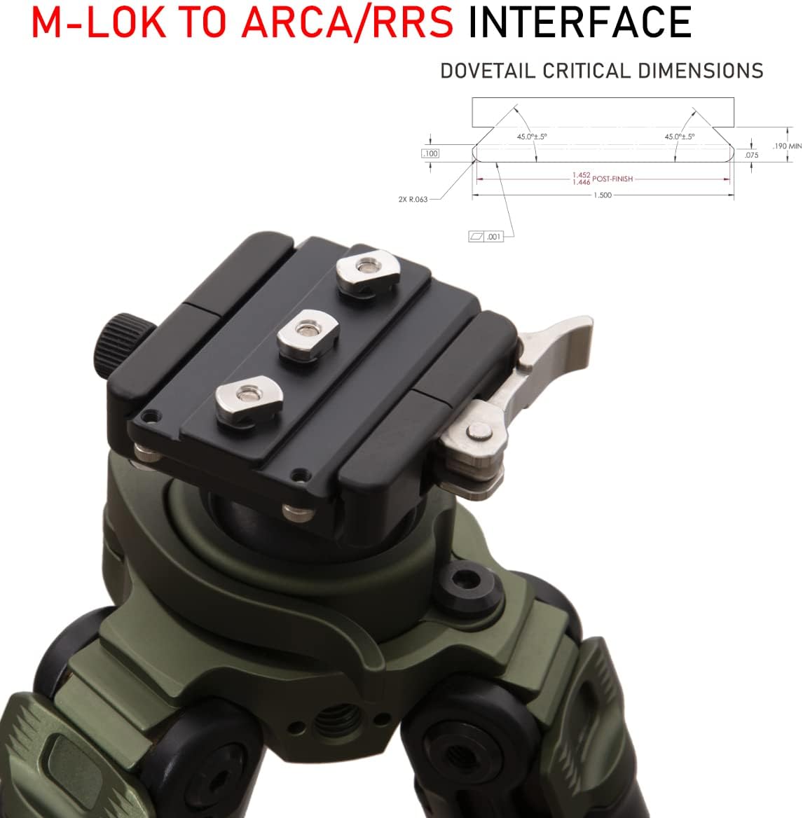 Arca Swiss Tripod Mount Plate,Mlok to Arca Dovetail Rail,Compatiable with ARCA/RRS Dovetail Standard,Hunting Tripod Quick Release Adapter - Image 3