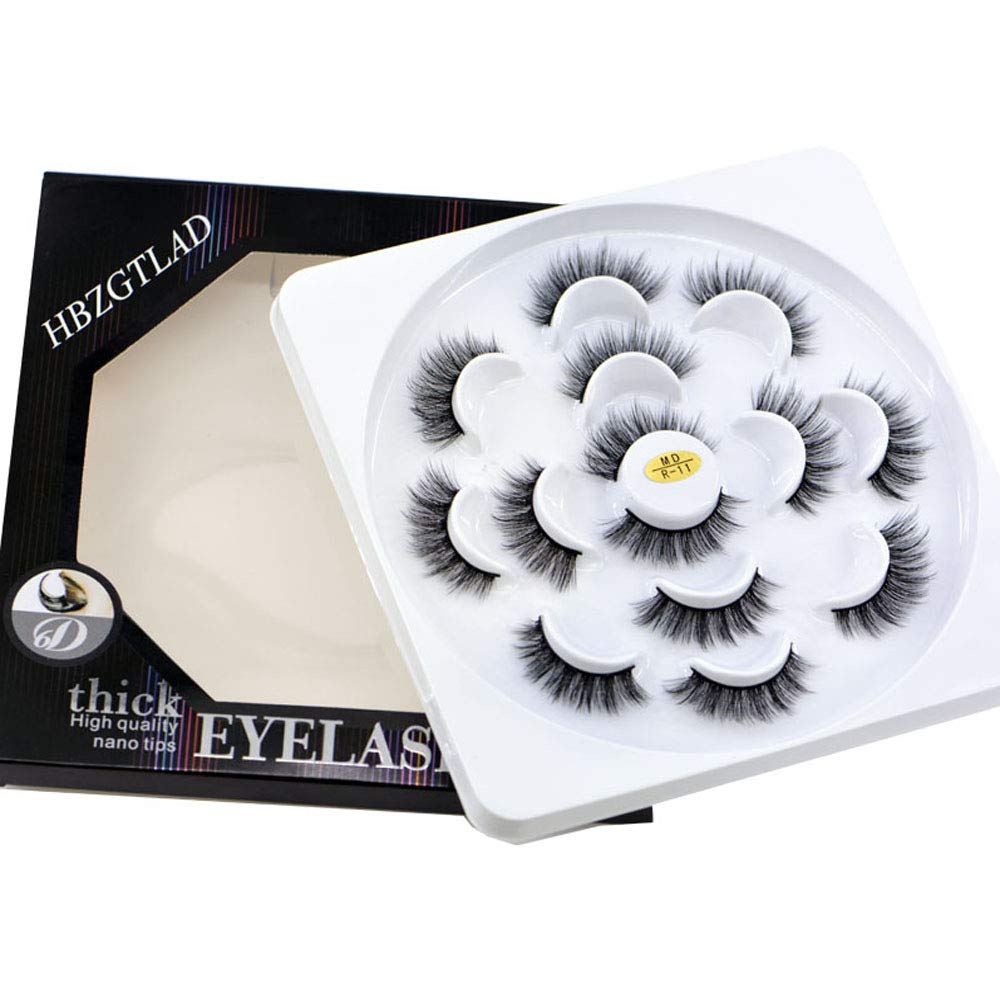 HBZGTLAD NEW 7 Pairs 3D Mink Hair False Eyelashes Criss-cross Wispy Cross Fluffy length Lashes Extension Handmade Eye Makeup Tools (MDR-11)