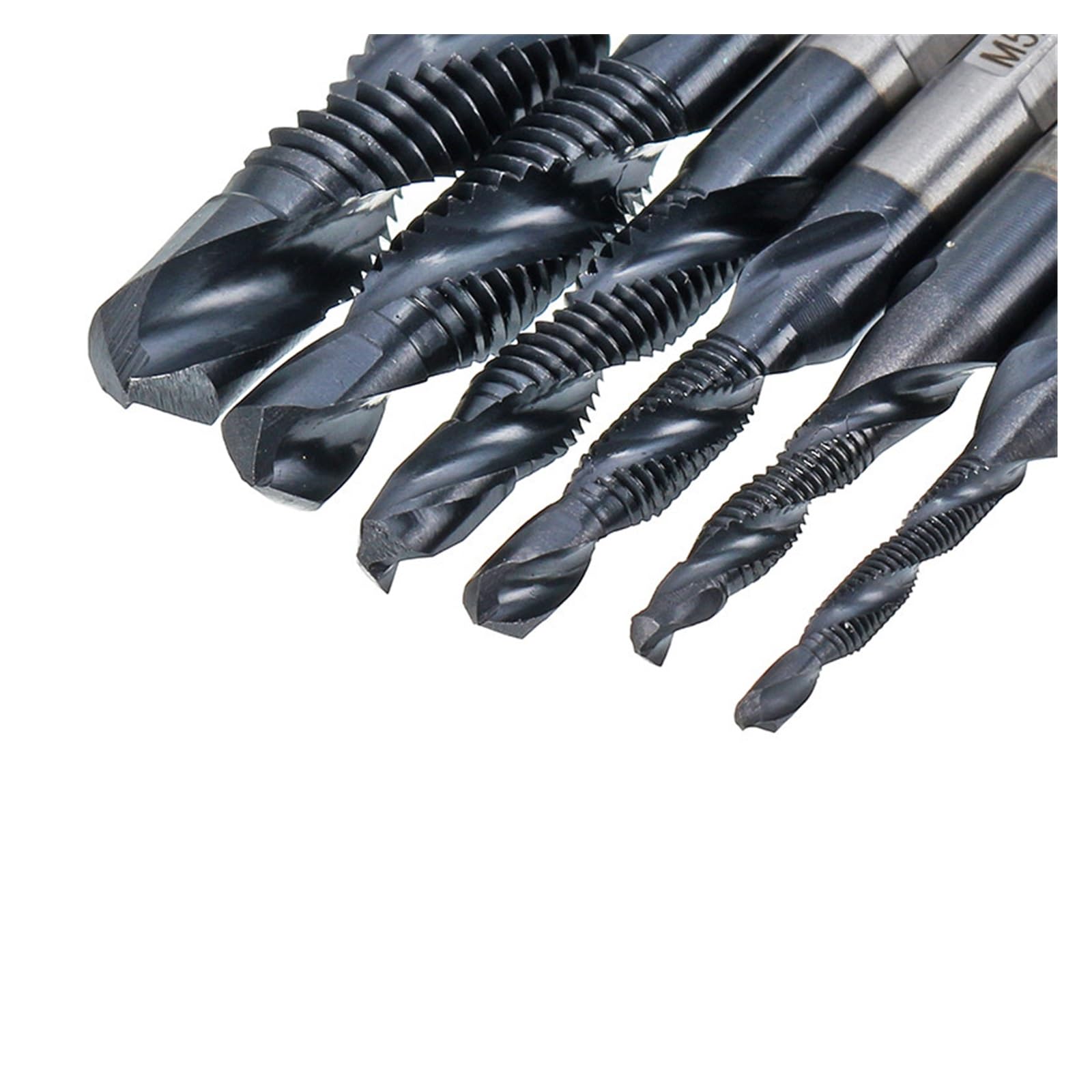 6 PZ M3-M10 Punte Da Trapano for Maschi HRC89 TiAlN Rivestite HSSCO M35 Maschiatori Punta Combinata Metrica 1/4 "IN Esagonale A Cambio Rapido