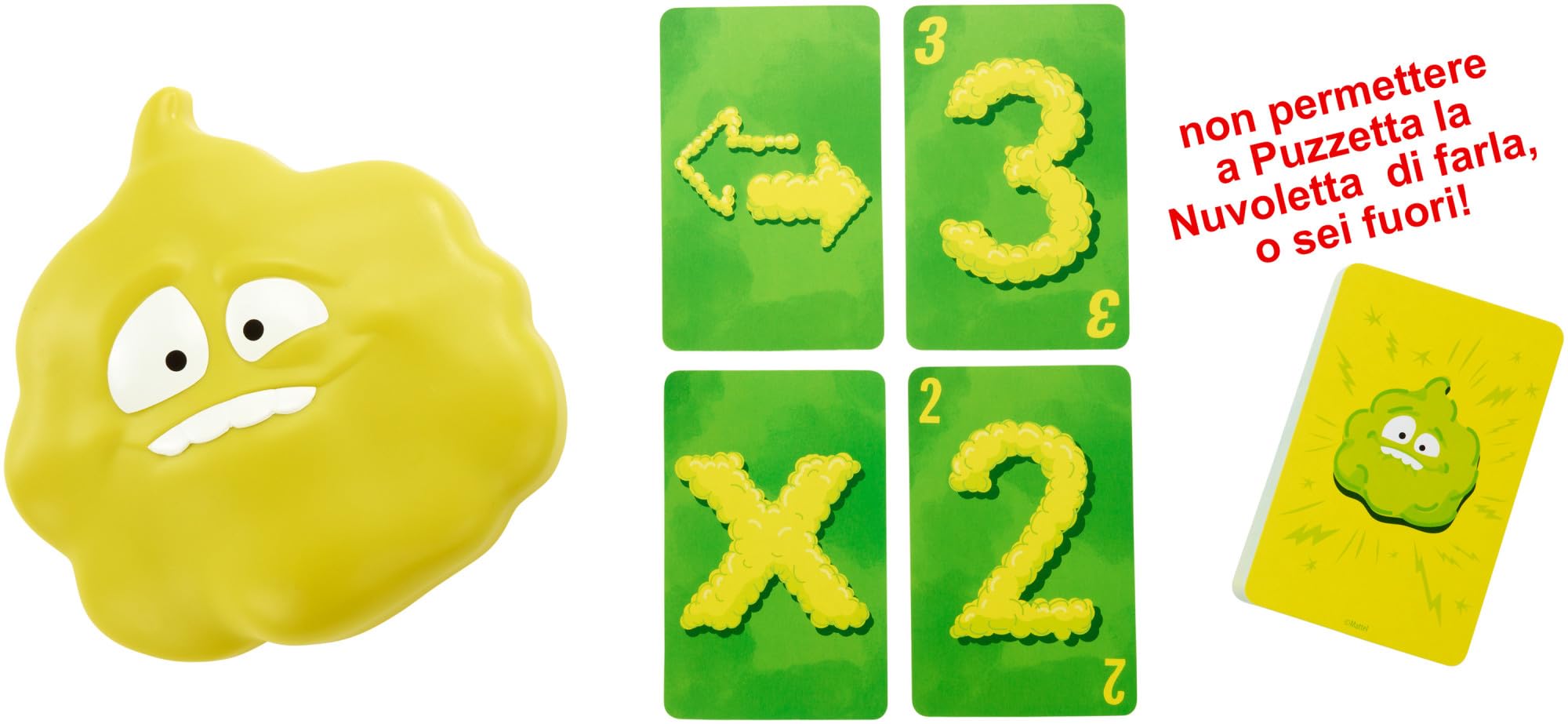 Mattel Games Gas Out, include una Puzzetta (la nuvoletta elettronica) e 56 carte, gioco per bambini +5 anni, DHW40