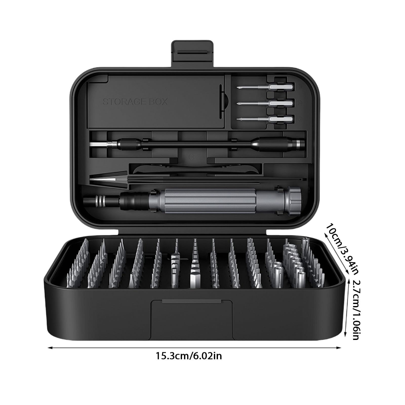 Kit cacciaviti 150 con punte magnetiche per telefono, fotocamera, laptop, orologio, strumento riparazione per occhiali con scatola immagazzinaggio, kit manutenzione della fotocamera