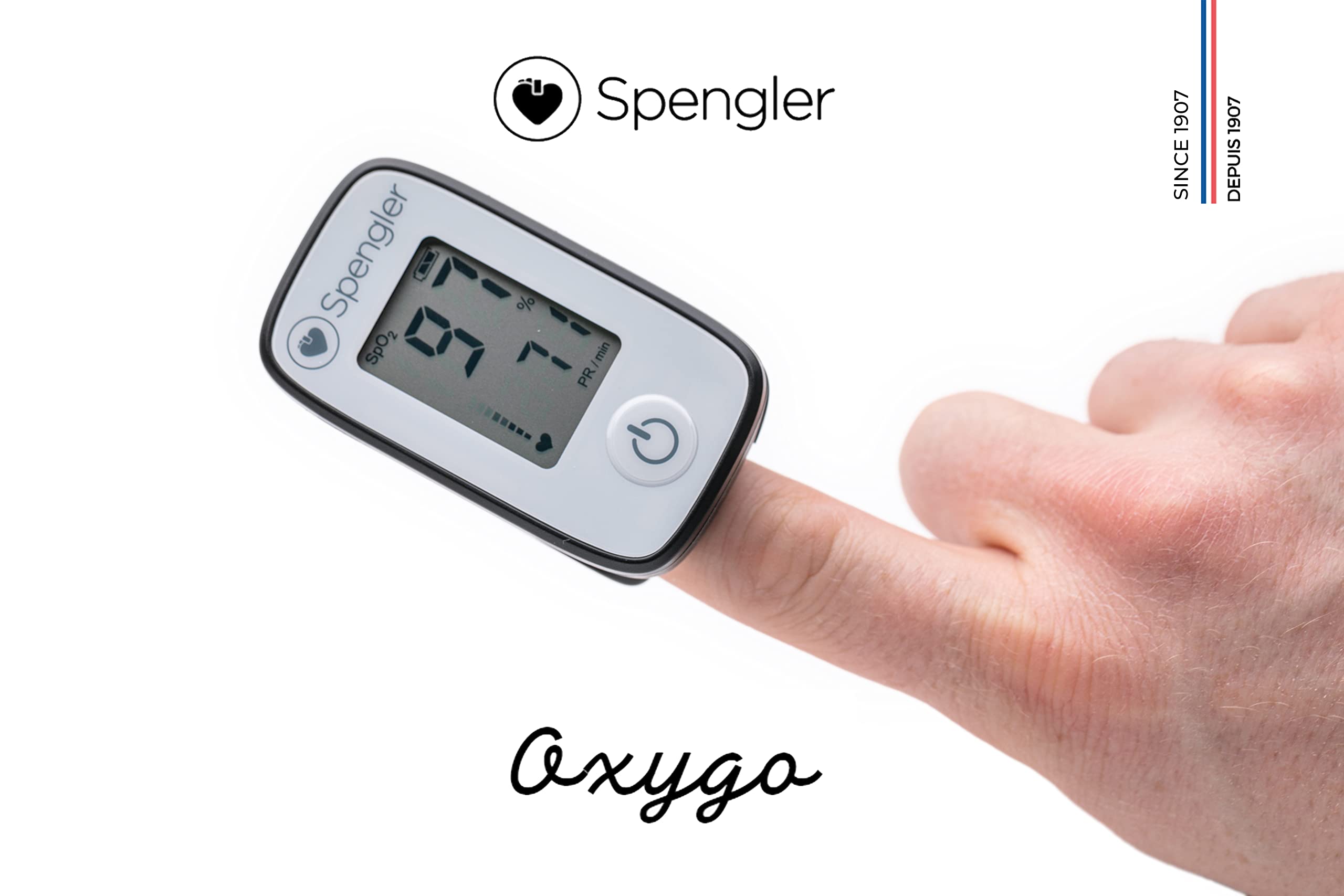 SPENGLER Oxygo, Oxymètre de Pouls Digital Portable, Ultra-Performant, Grande Précision des Mesures, Résistant aux Chocs, Facile à Nettoyer