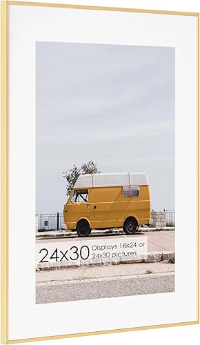 Miniatura 372 de Fun Memories Portarretratos de metal de 16 x 20 pulgadas con paspartú de 11 x 14 pulgadas, acabado de aluminio cepillado, parte delantera de vidrio