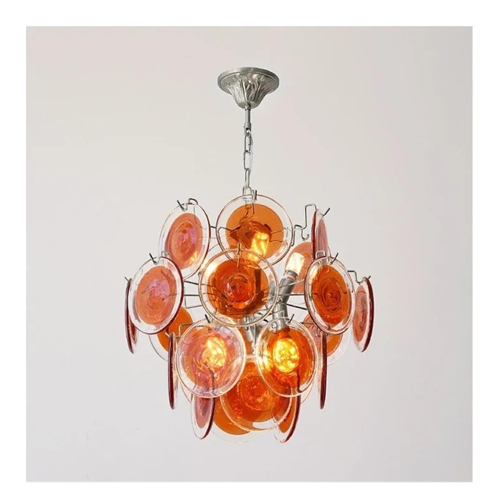 Retro Crystal Luxury Hanging Lamps, Modern Color Arts, Hotel, Shopps, Lounge and Living Rooms (Warm Red, 60cm)