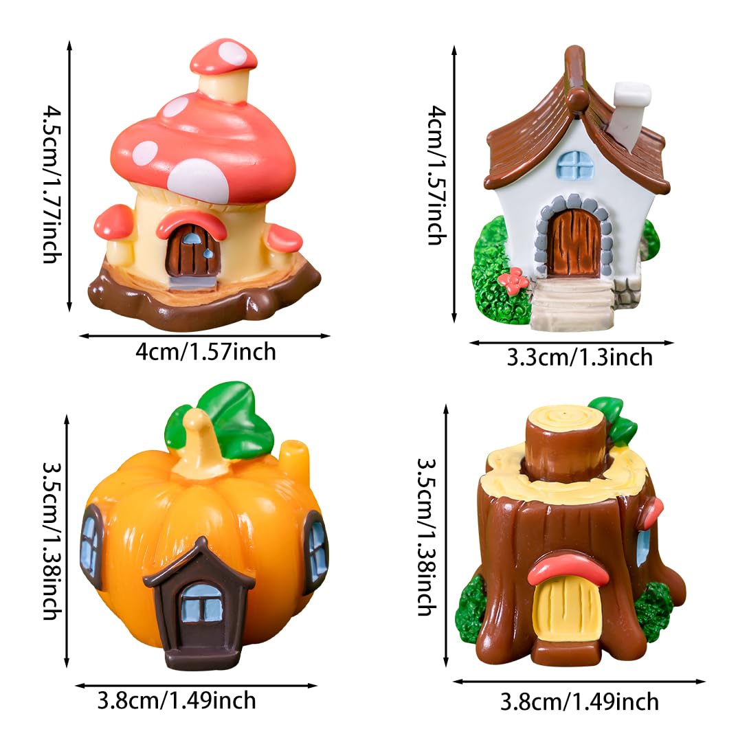 Koonafy 4 PCS Mini Miniature Fairy Houses, Little House Figurine - Image 2