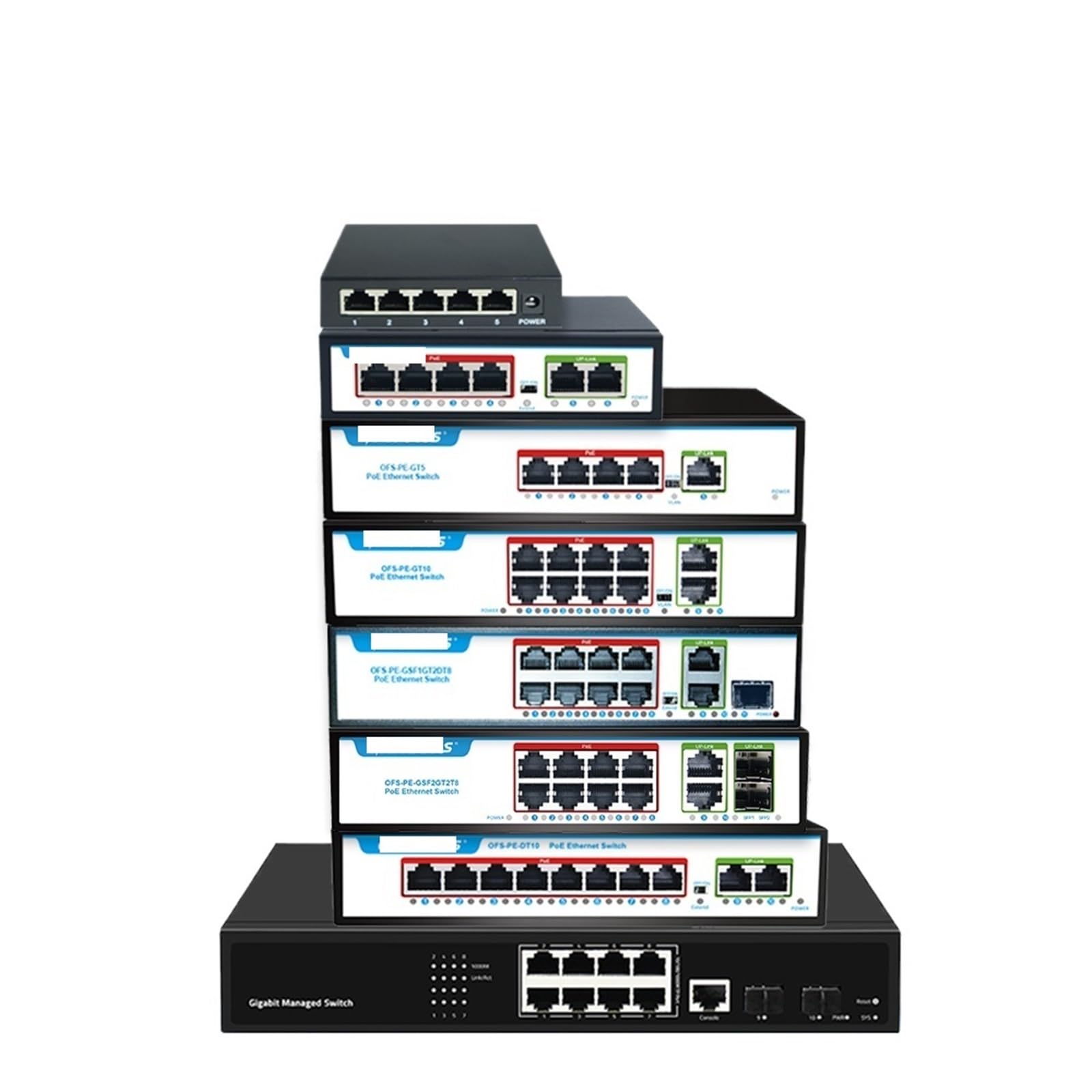 Commutateur Ethernet 4 8 ports 48 V PoE géré Gigabit AI Smart Network Switches 1000 mbps Fibra Optica Conmutador pour appareil photo (1000 m 5 ports POE)