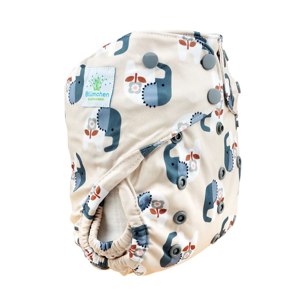 Blümchen One Size Überhose Drucki - 3-16kg Cozy Elephant