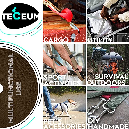 Image of TECEUM 3 /4 inch & 5 /8 inch & 1 inch & 1.5 inch & 2 inch Webbing - 10 25 50 Yards - 40+ Colors - Heavy Duty 1 Inch 1.5 Inch 2 Inch Backpack Straps - Webbing for Outdoors Indoors Crafting DIY